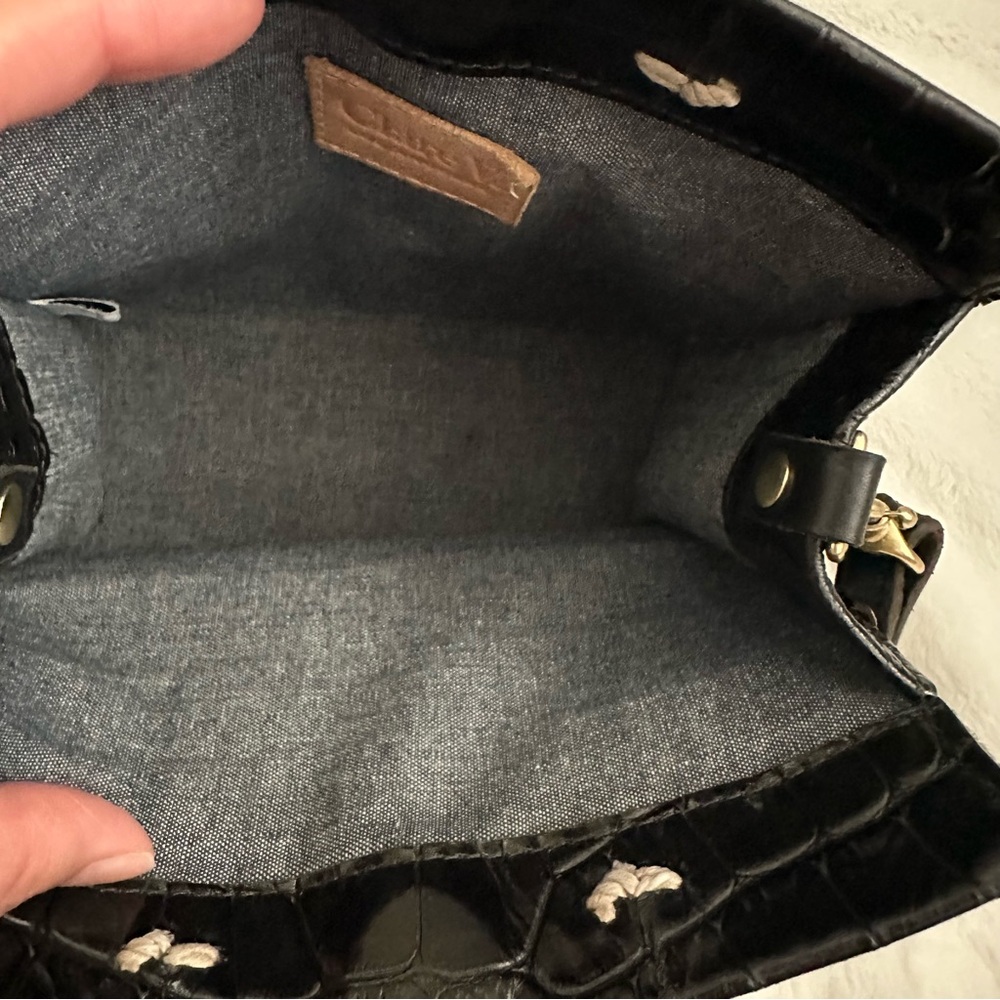 Clare V. Simple Black Croc Bebe Tote Crossbody Bag - Picture 7 of 14